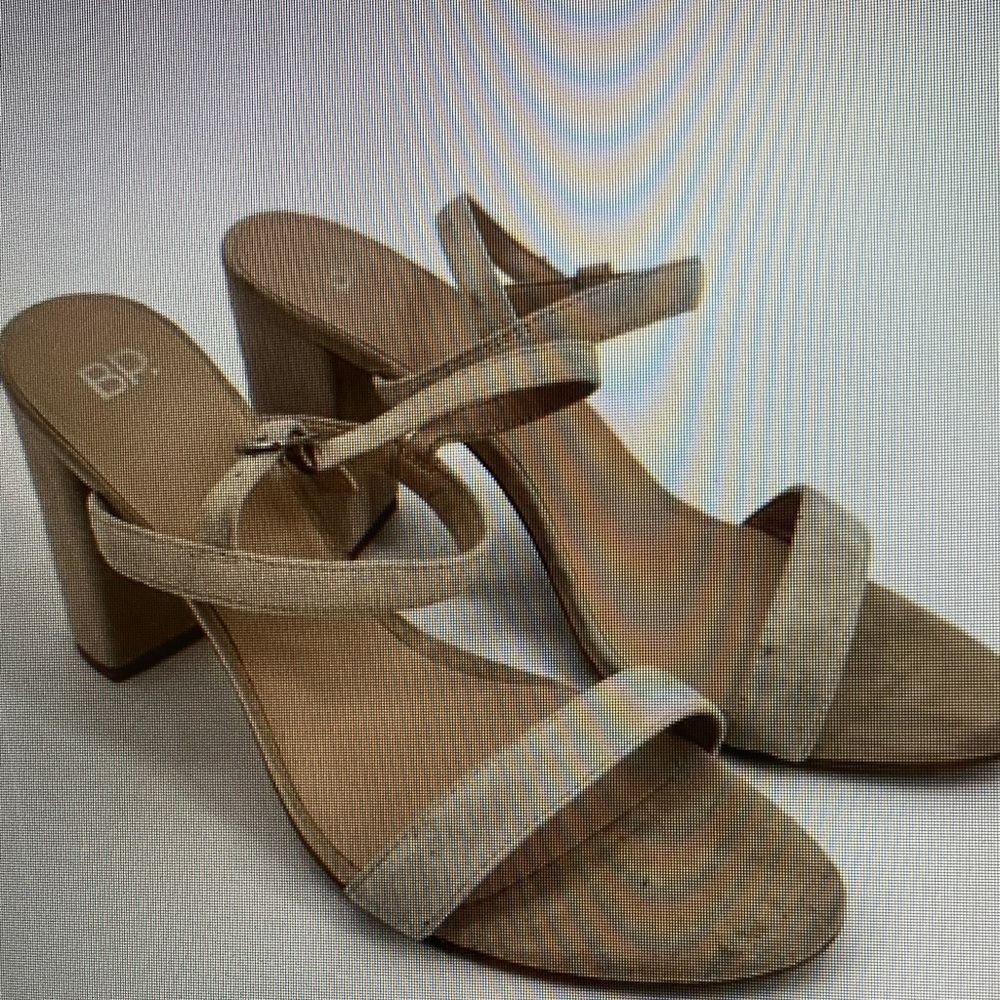 BP Women's Cream Block Heel Sandals